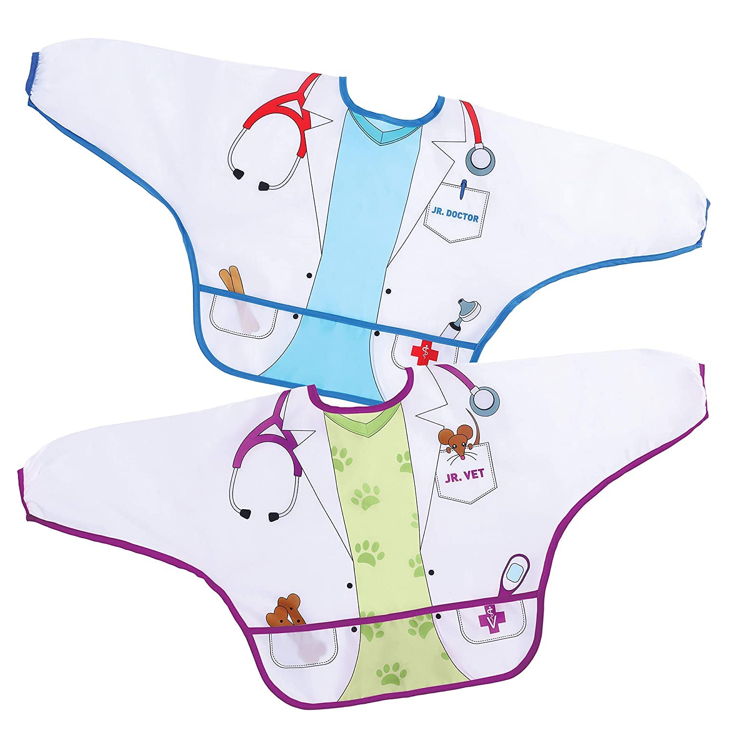 Dreambaby sleeved bib with Doctor character keeps meals tidy and fun.
