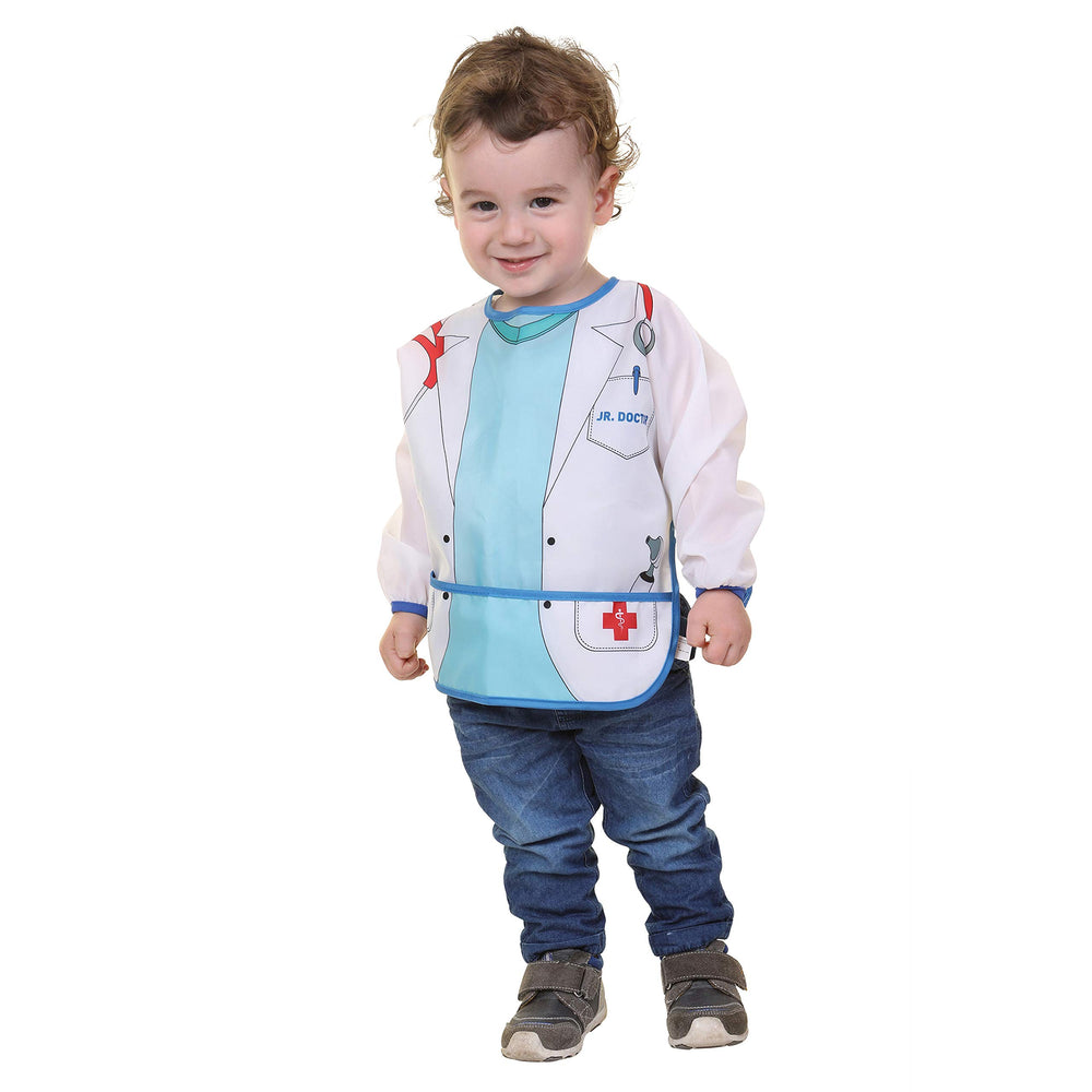 Dreambaby sleeved bib with Vet character protects clothing during meals.
