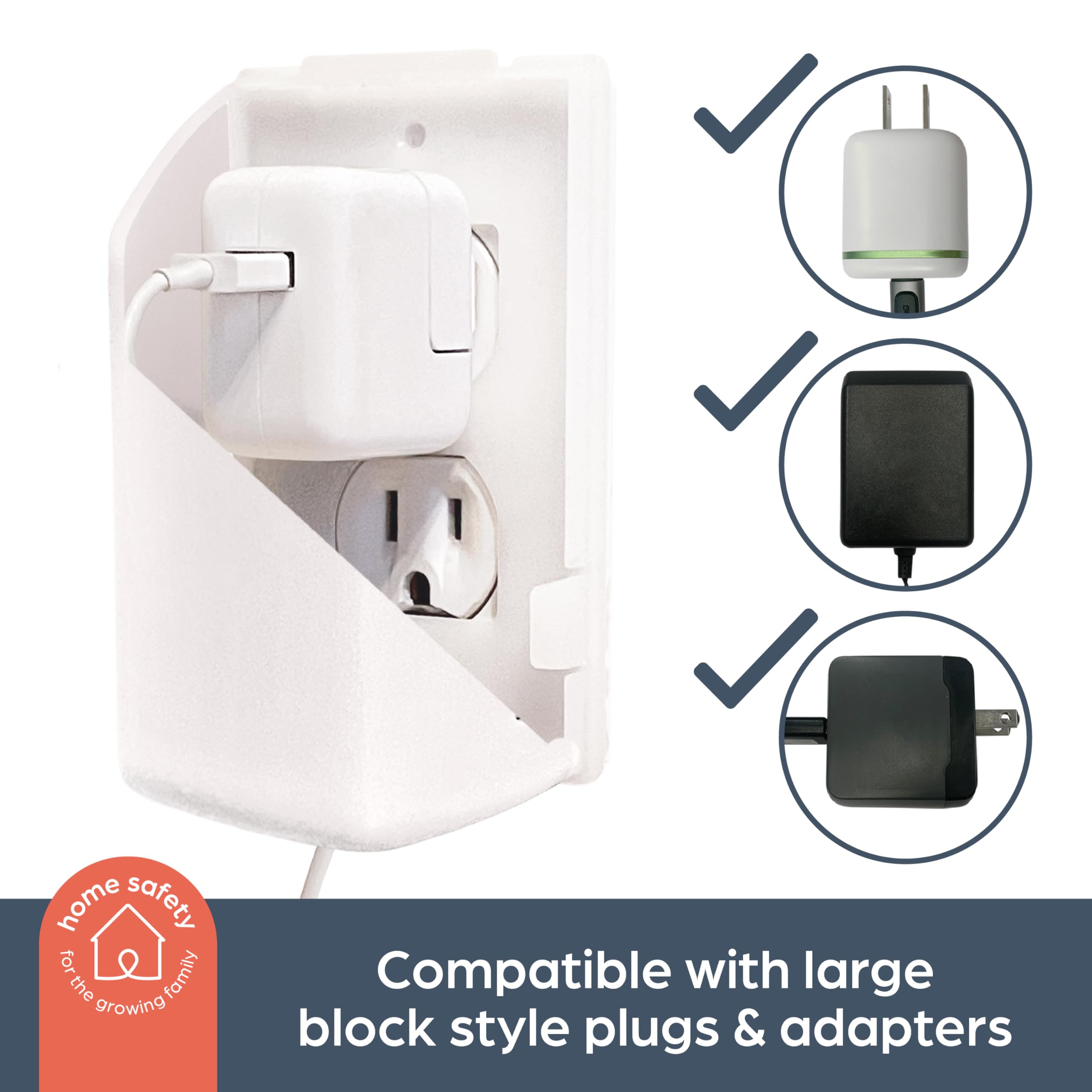 Dreambaby L945 white finish blends with decor while protecting outlets.