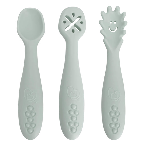 Dreambaby scoop-mash-twist seafoam spoons for baby-led meals.