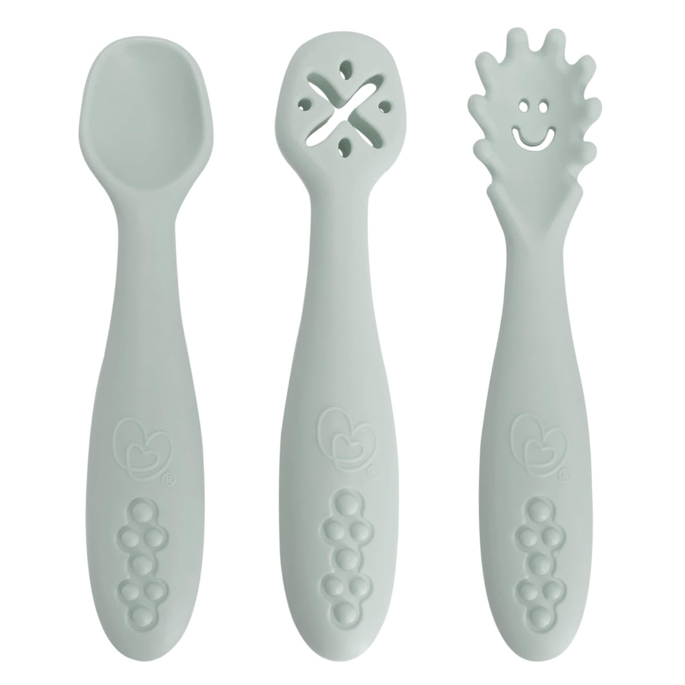 Dreambaby scoop-mash-twist seafoam spoons for baby-led meals.