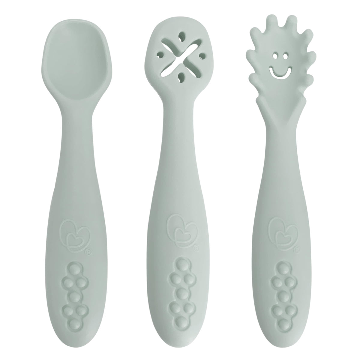 Dreambaby scoop-mash-twist seafoam spoons for baby-led meals.