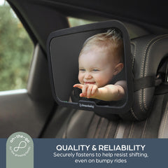 Dreambaby securing dial keeps mirror firmly in place on bumpy roads