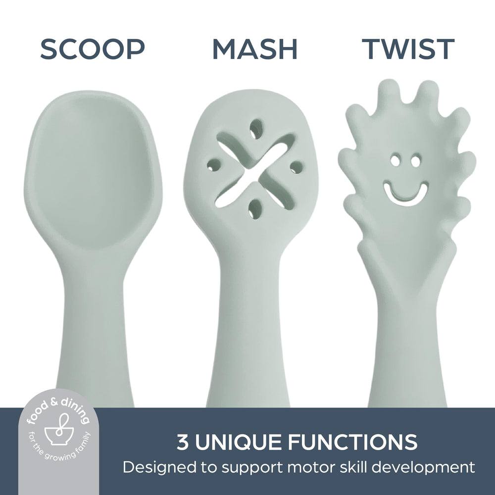 Dreambaby soft silicone spoons with gum-friendly texture.