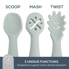 Dreambaby soft silicone spoons with gum-friendly texture.
