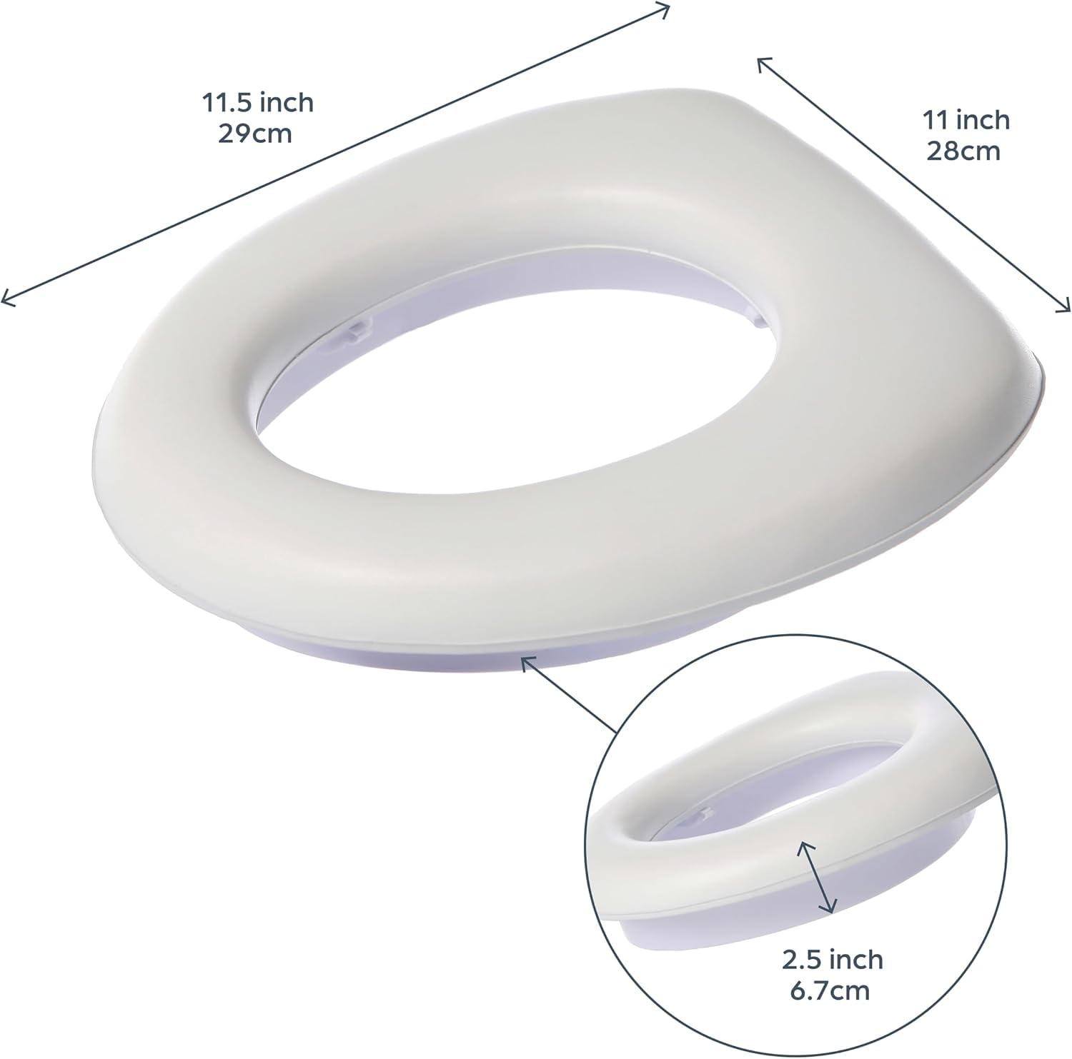 Dreambaby Soft Touch Potty Seat high base underneath for secure positioning on standard toilets