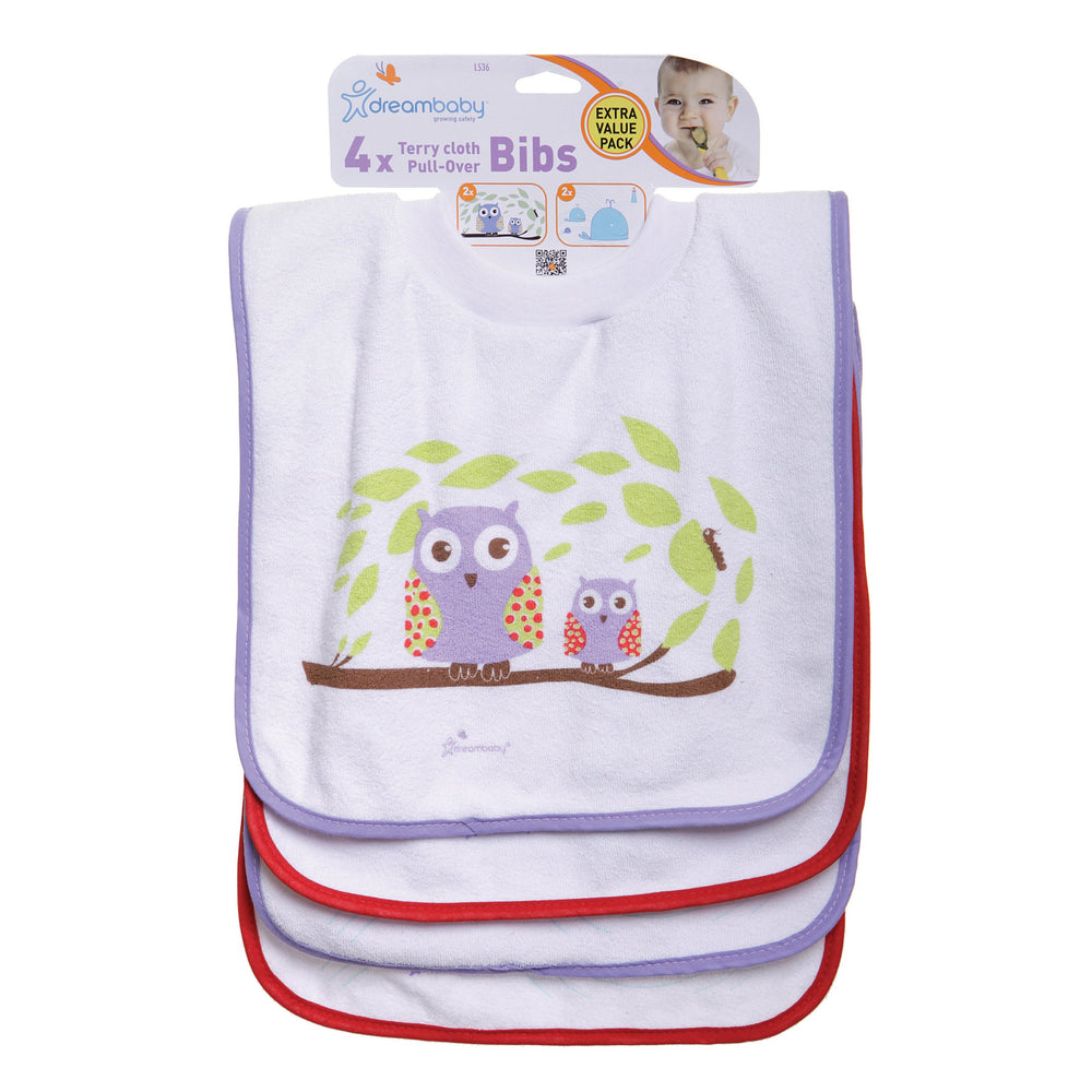 Machine-washable Dreambaby bib for quick cleanups after meals.