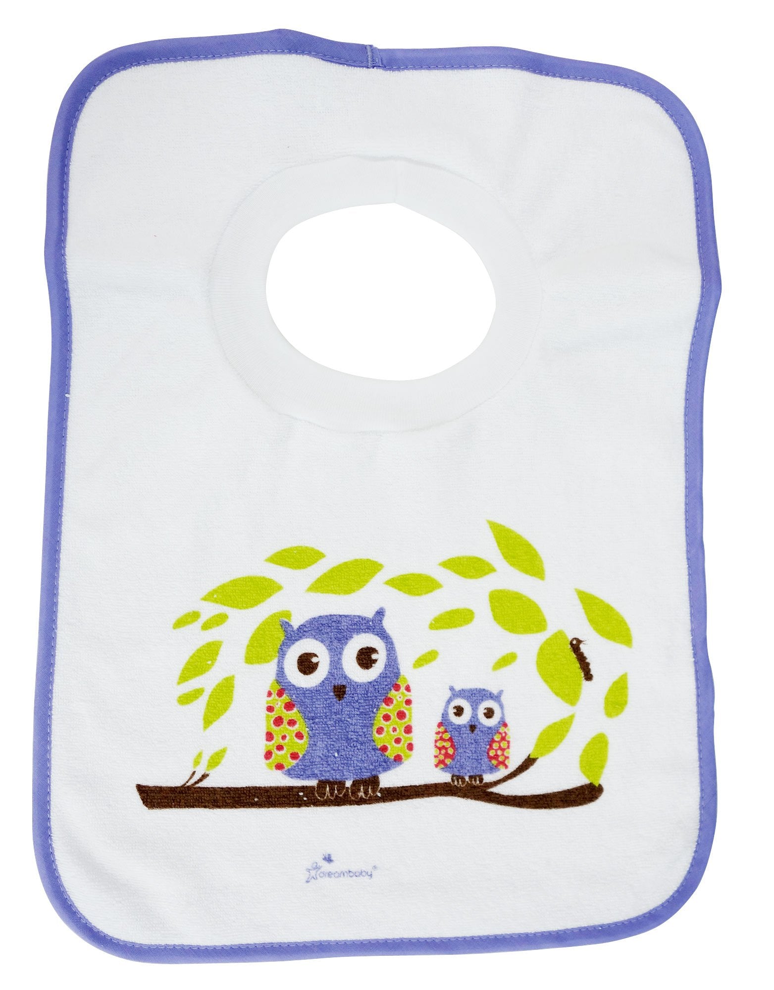 Extra-large Dreambaby bib with stretchy neck for growing babies.