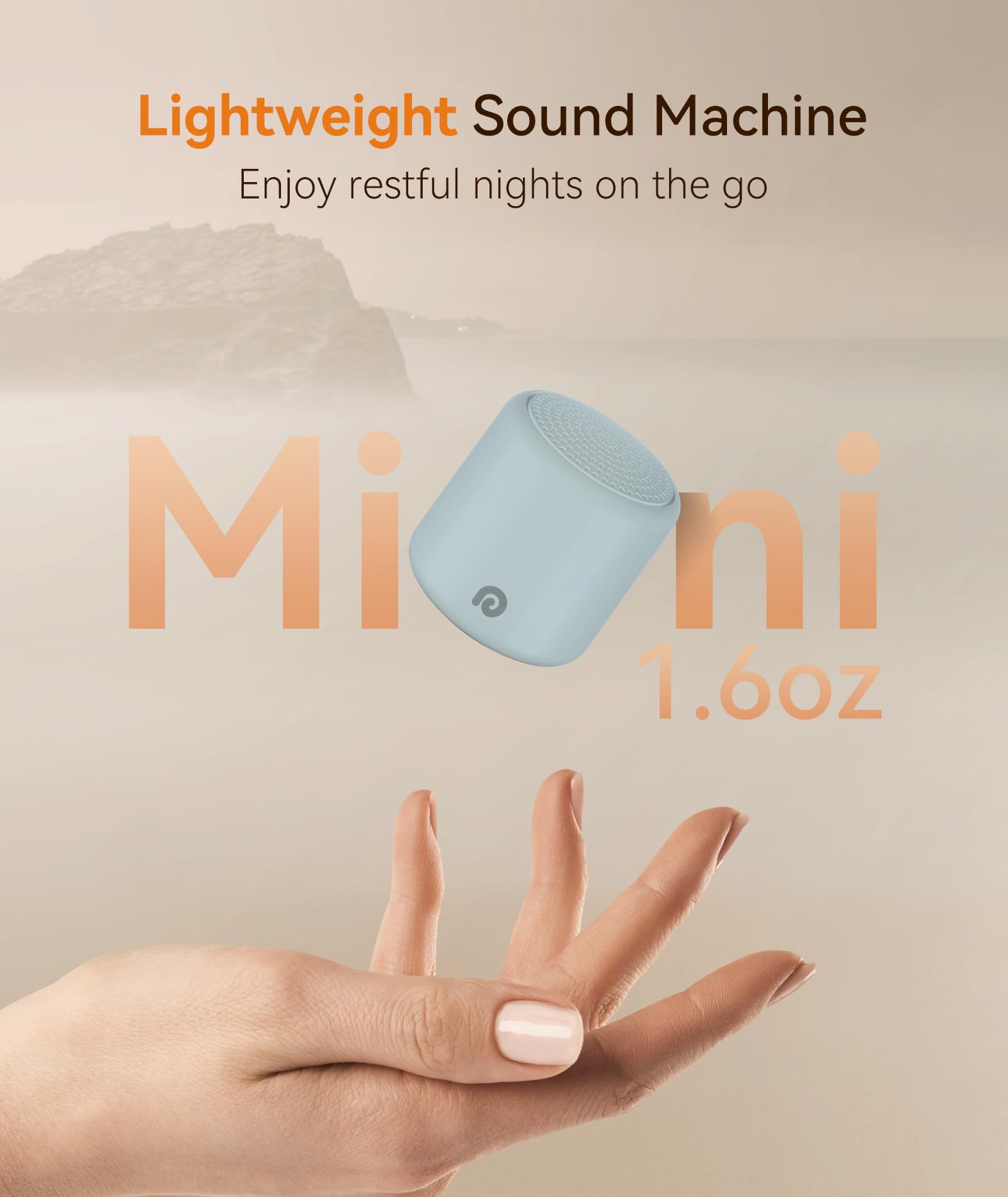 Dreamegg 1000mAh battery powers hours of ambient sound.