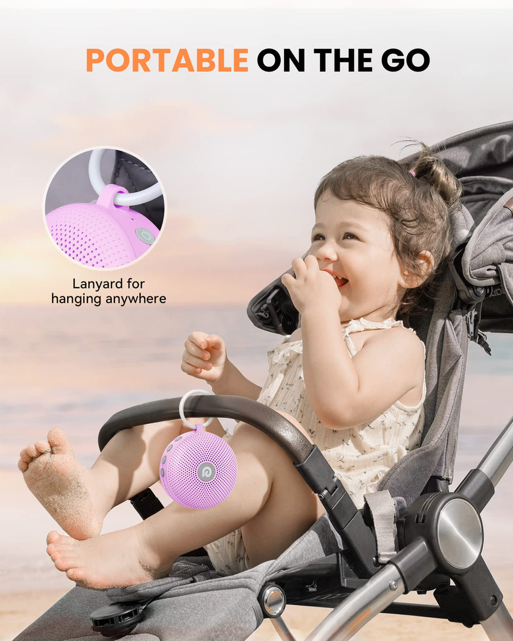 Dreamegg D11 Max with lanyard ready for stroller or bag attachment.