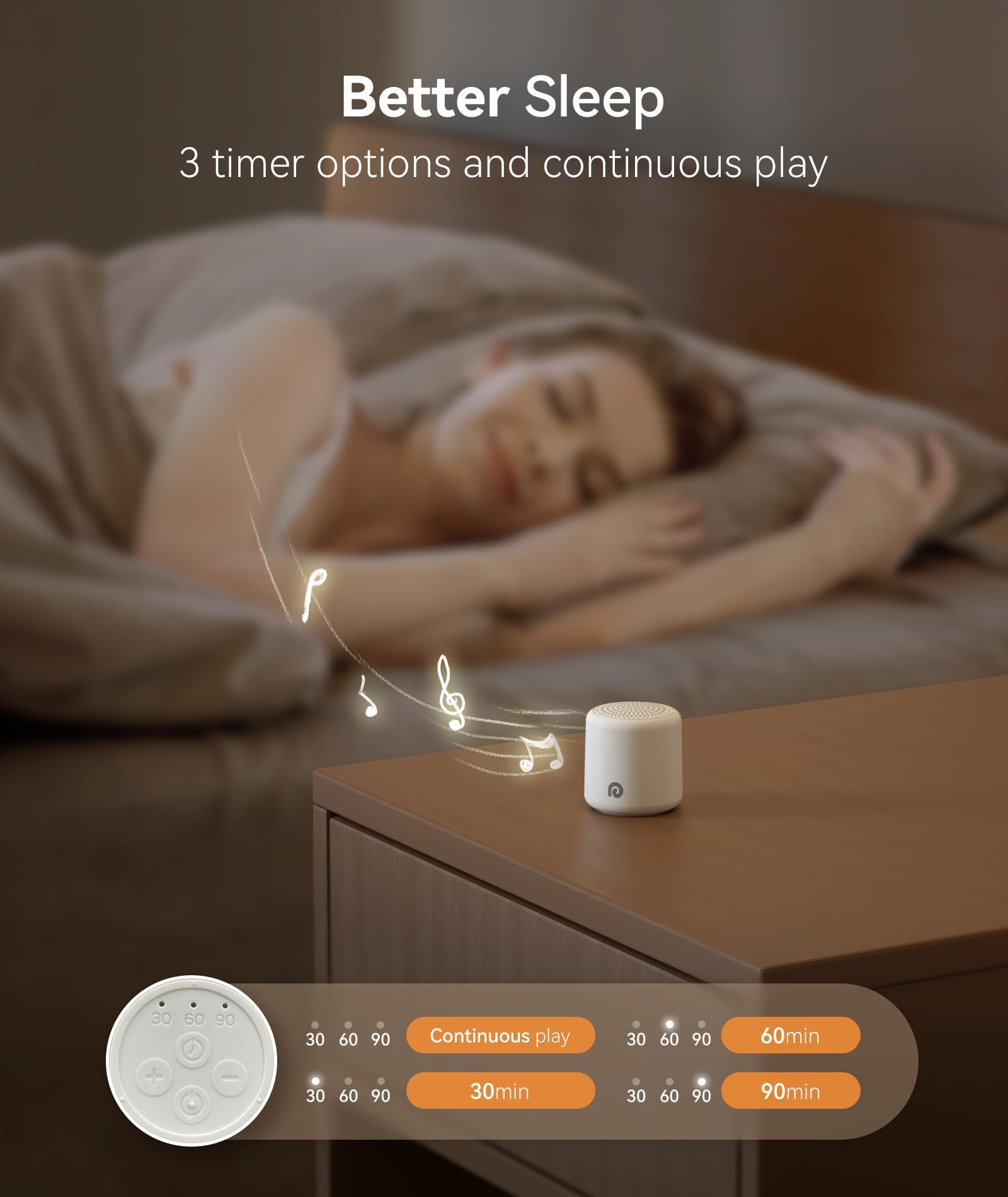 Dreamegg Pocket Sleep 16-sounds offering ocean, rain, birds, and more for ambiance.