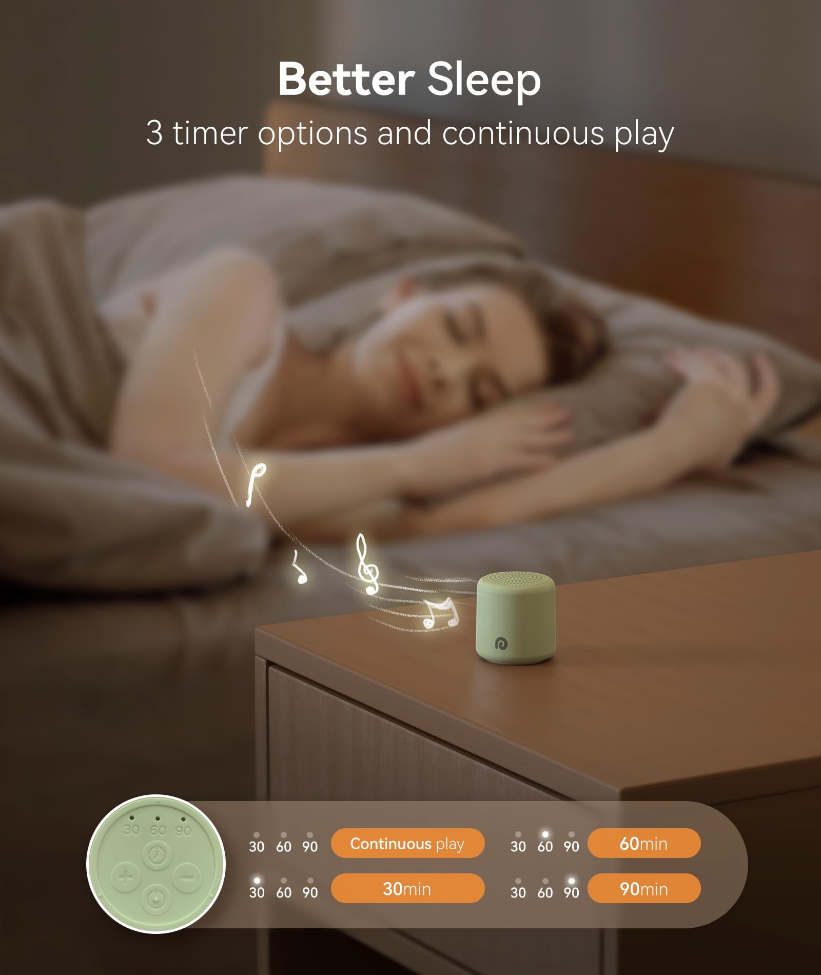 Dreamegg Pocket Sleep being used in darkness with accessible controls for night use.