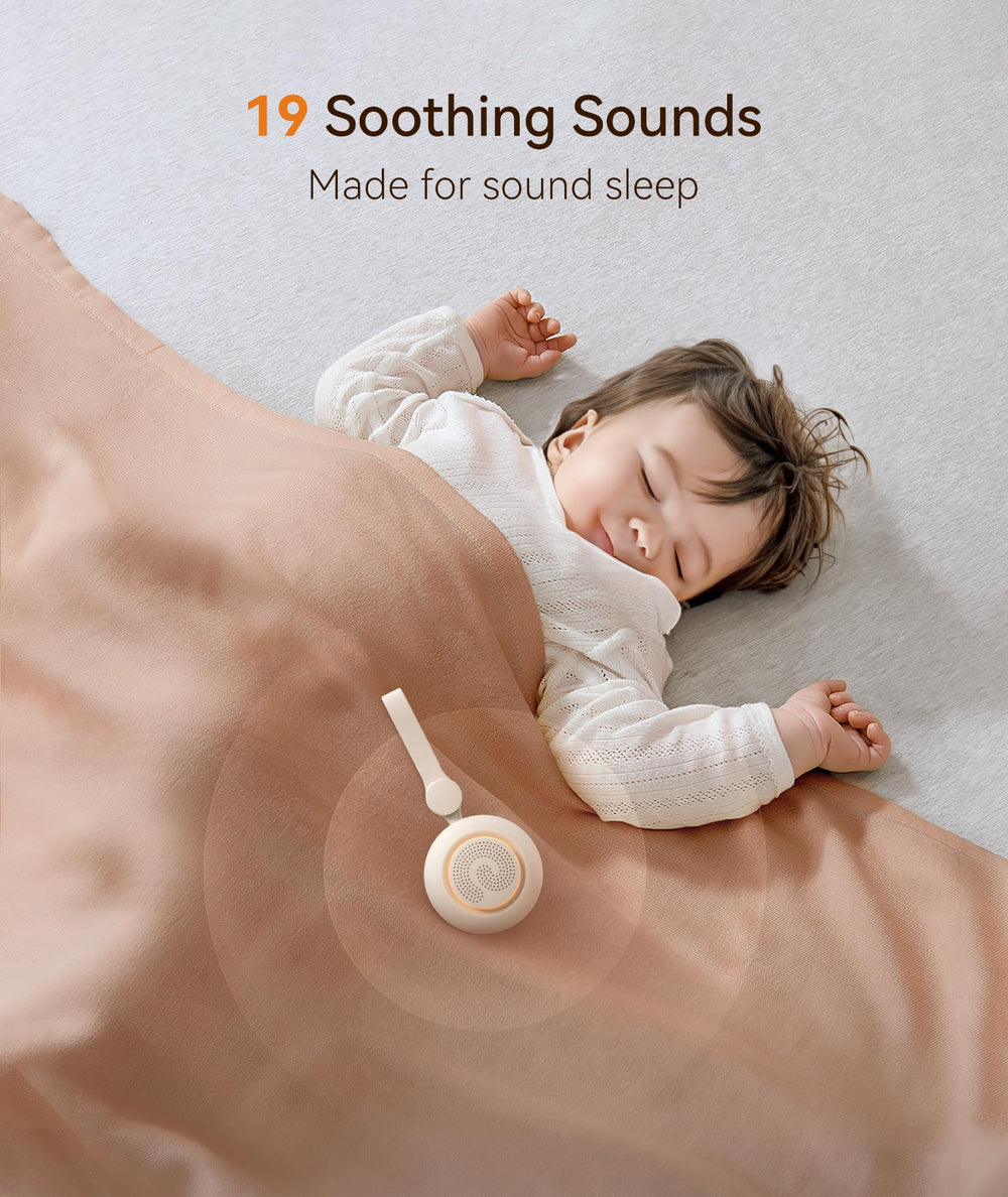 Dreamegg portable sound machine compact design makes travel nap-ready for babies.