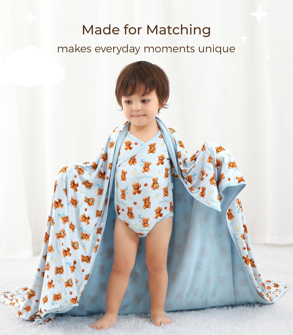 DREAMHALO bamboo blanket laid out in crib scene for nursery use
