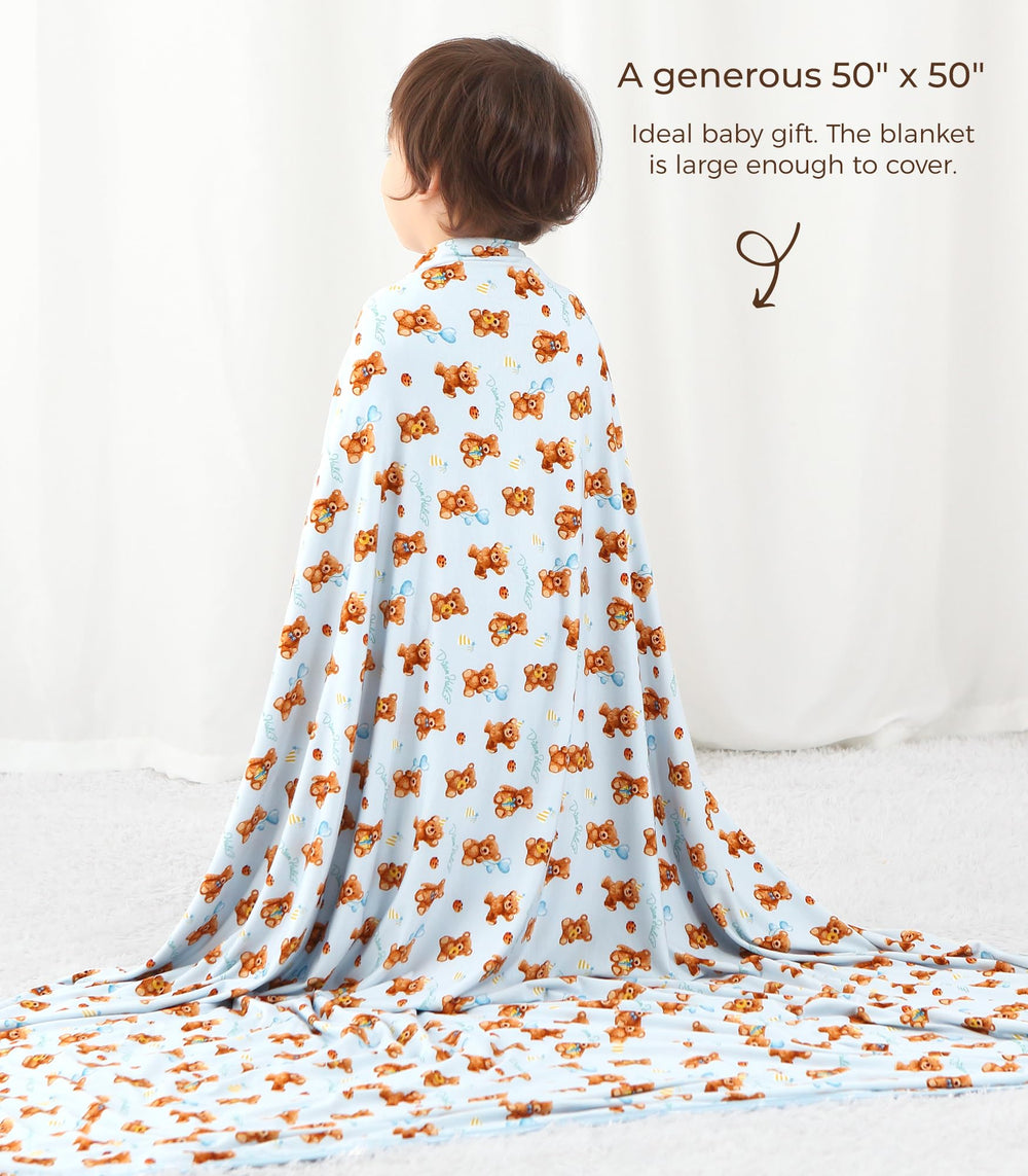 DREAMHALO bamboo blanket travel shot highlighting lightweight, versatile use