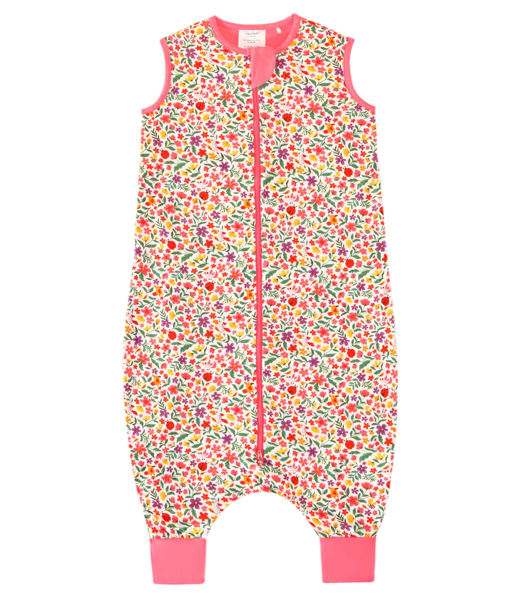 DreamHalo toddler sleep sack with floral bamboo fabric shown from the front for a cozy fit.