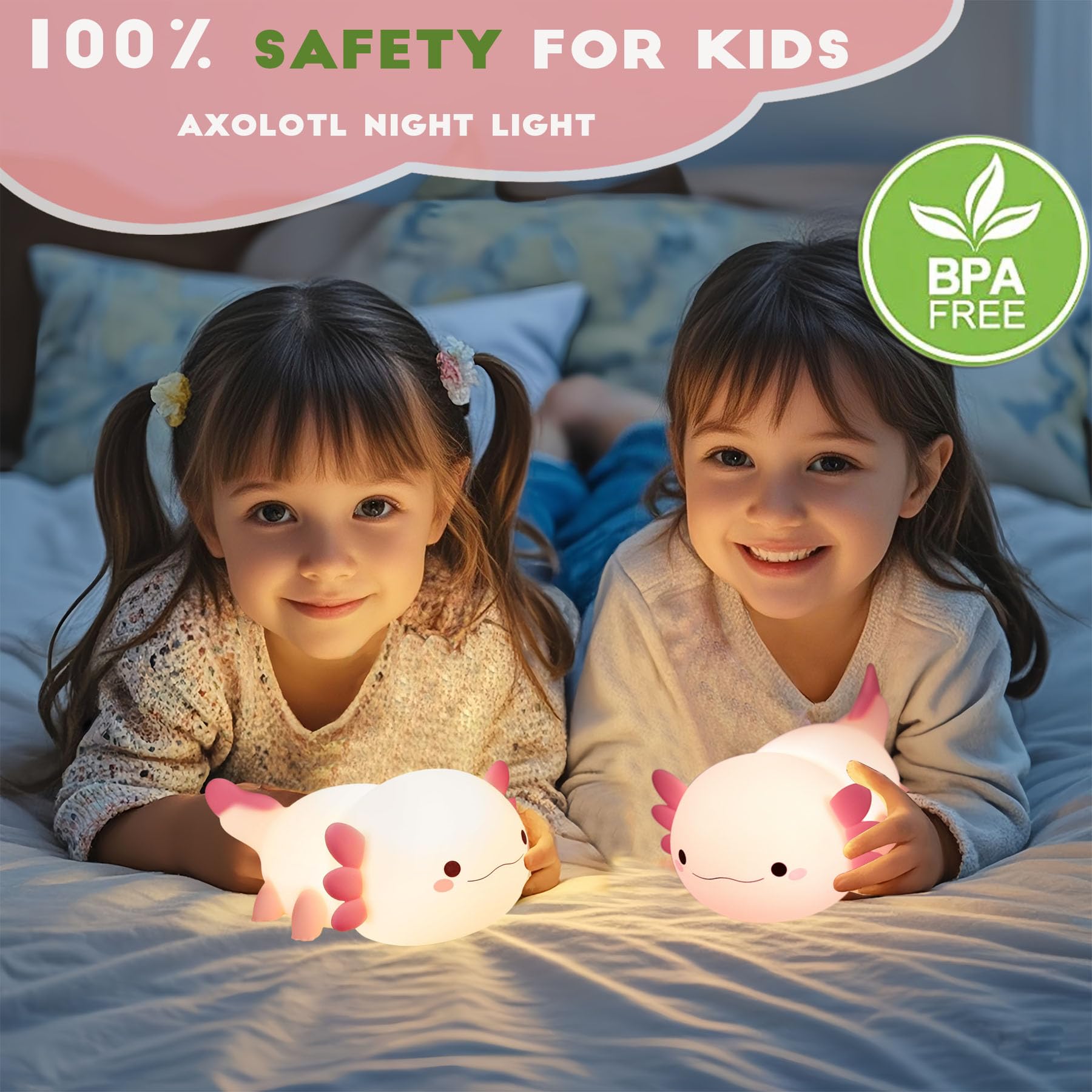 DREAMING MY DREAM axolotl night light features a timer function for smooth bedtimes.