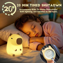 Capybara night light on a bedside table for gentle bedtime lighting