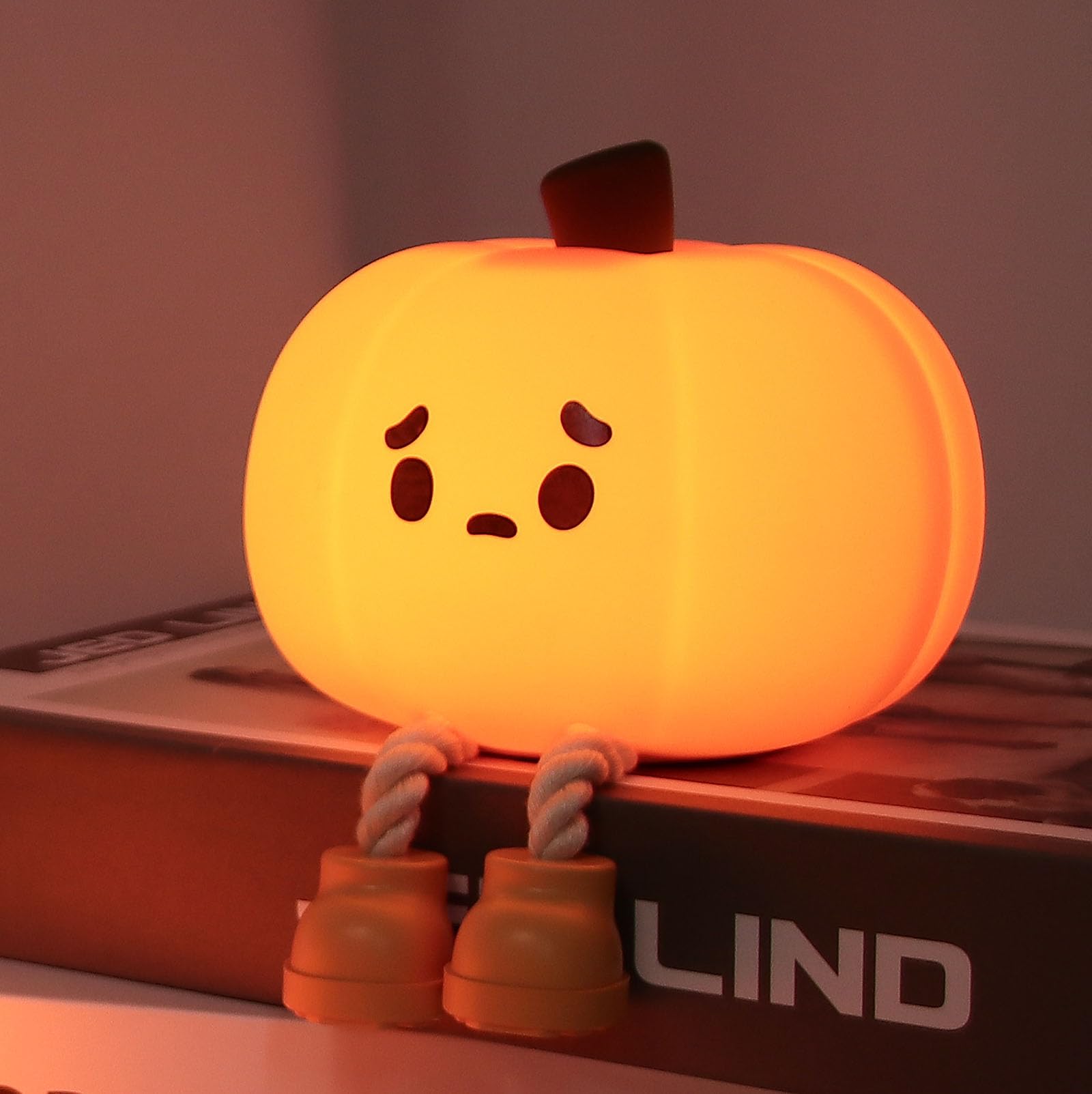 DREAMING MY DREAM cute pumpkin lamp with warm glow, ideal Halloween decor for cozy bedrooms.