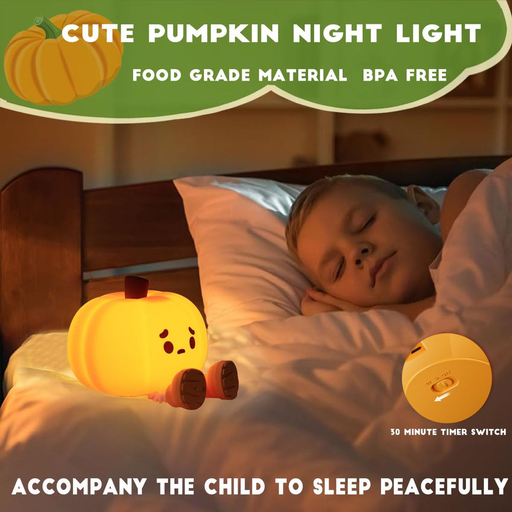 DREAMING MY DREAM silicone pumpkin night light is kid-friendly and safe for bedtime.