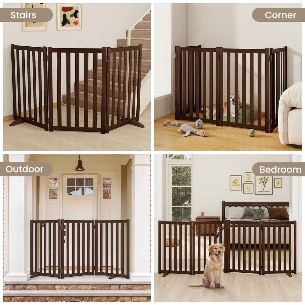 Dreamland wood-frame gate folded for storage and quick relocation.