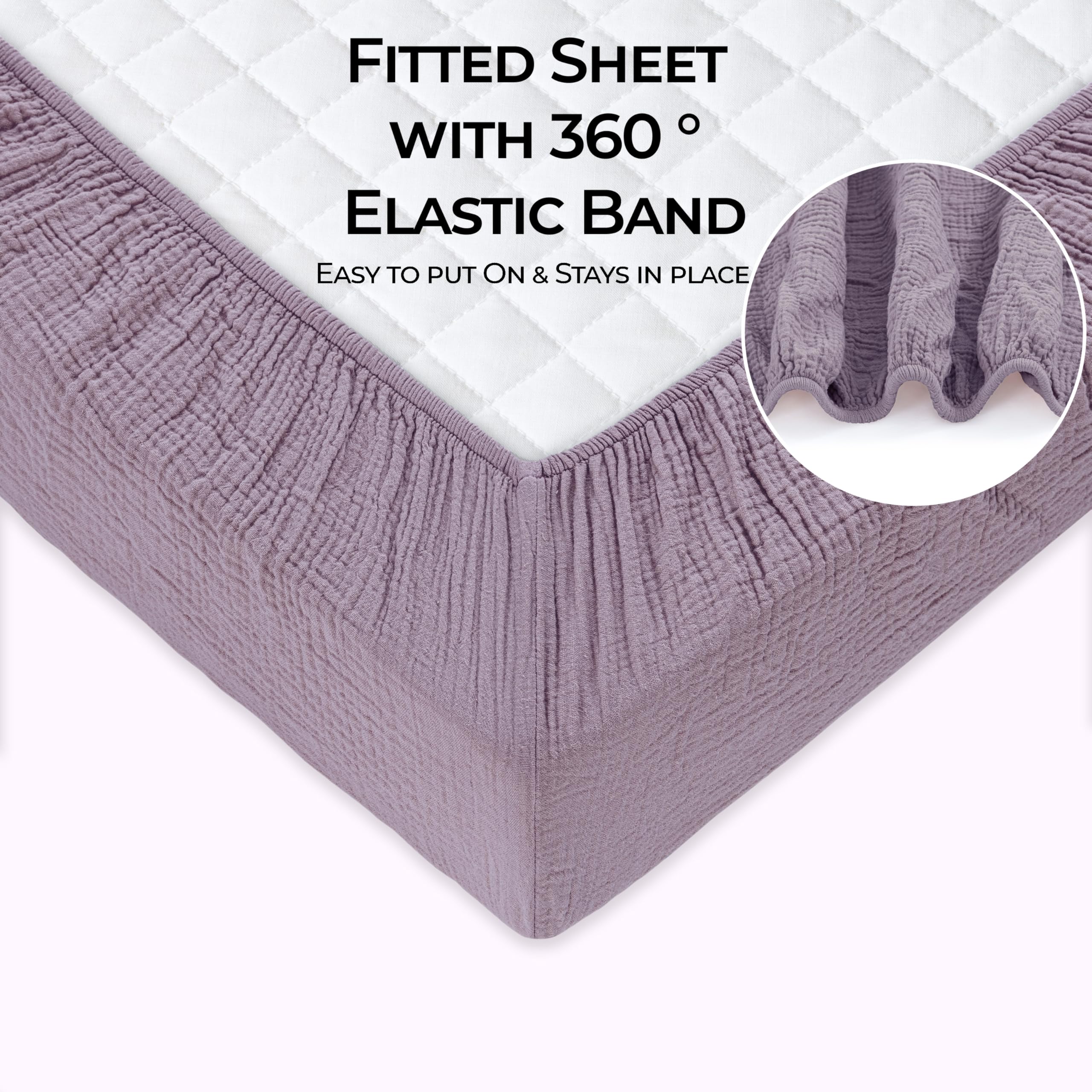 Dreamology muslin crib sheet used as toddler-bed sheets during transitions.