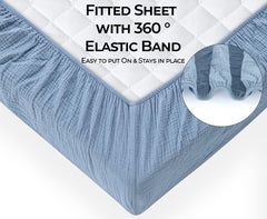 Dreamology muslin crib sheets demonstrate secure elastic edges for a stable fit