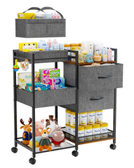 DreamPine baby storage cart with drawers keeps essentials organized.