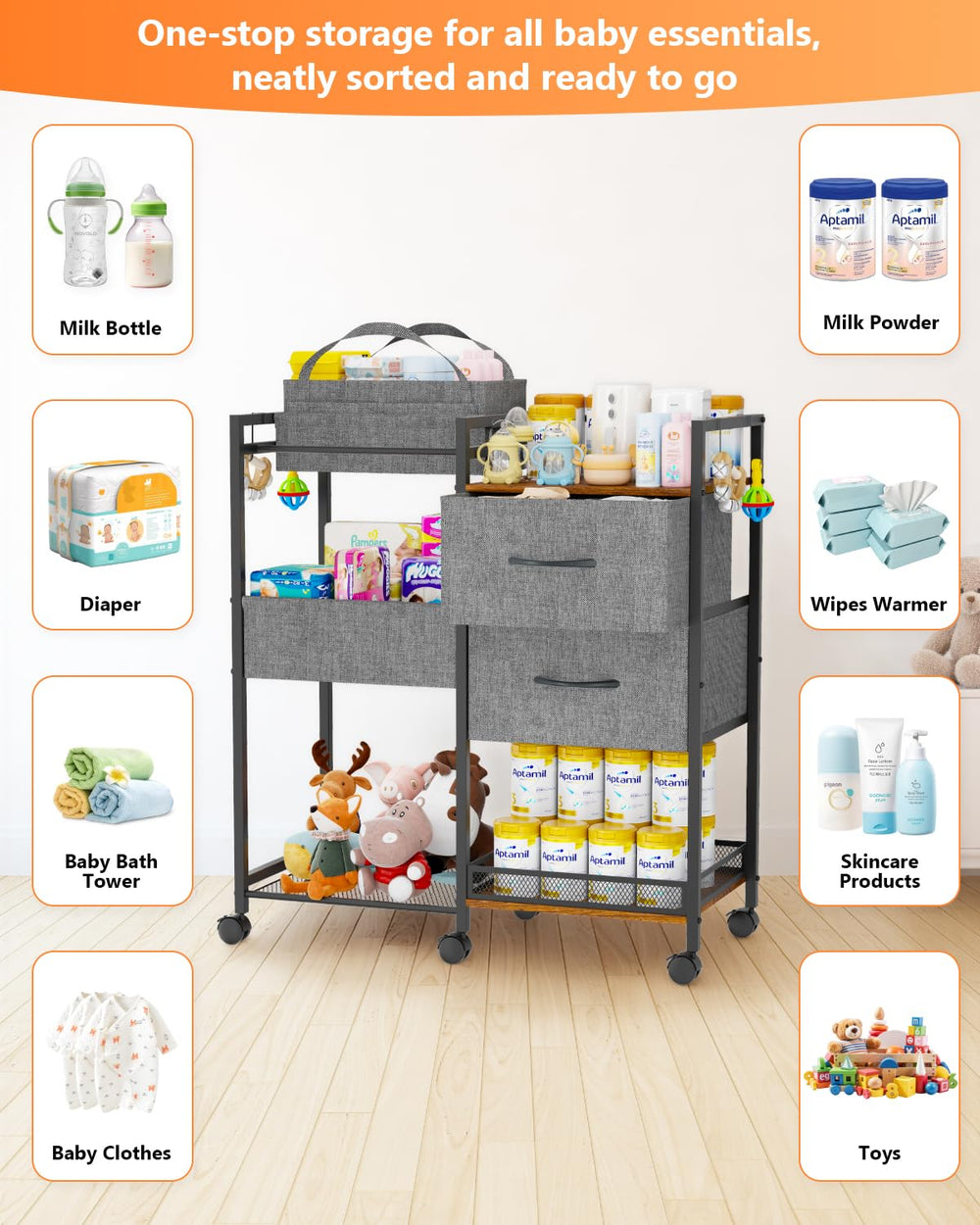 DreamPine soft-closing drawers offer quiet, safe nursery storage.