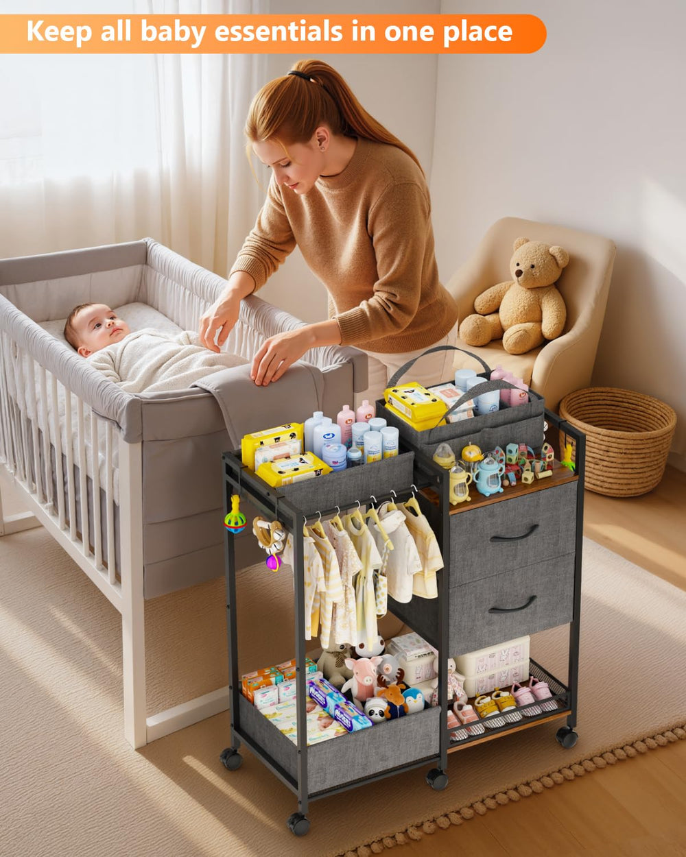DreamPine wheels with locks enhance safety in a busy nursery.