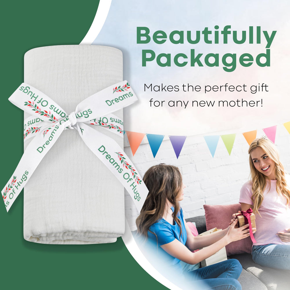 Dreams of Hugs gift-packaged crib sheet for baby shower.