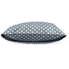 Dreamtown Kids grey polka dot pillowcase; skin-friendly fabric for sensitive toddlers.