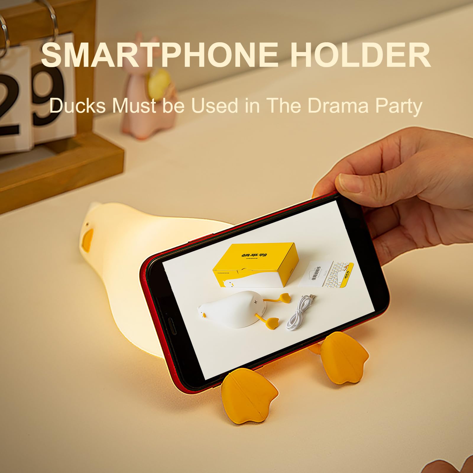 Drecoam Duck Night Light features a rechargeable 1200mAh battery