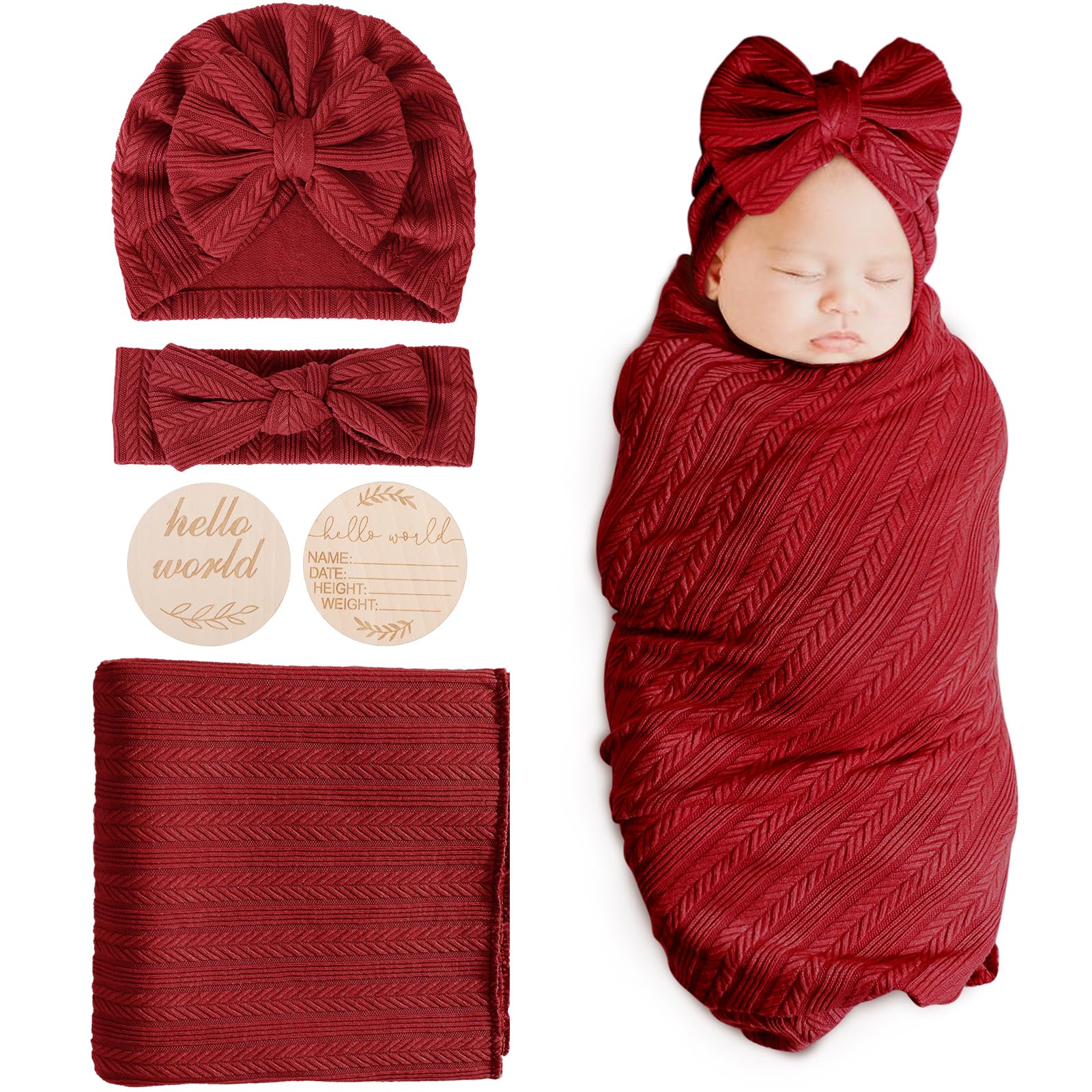 DRESHOW BQUBO 4pc swaddle blanket set with accessories, soft and secure wrap