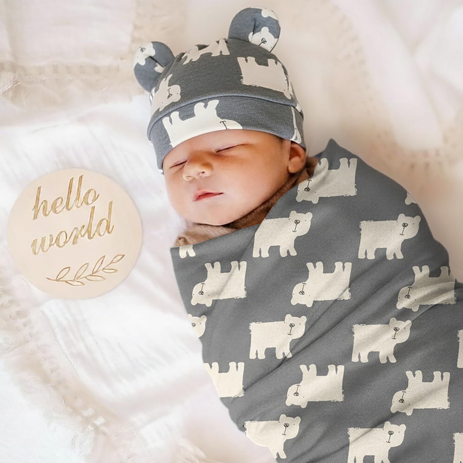 DRESHOW BQUBO bear ears hat provides cozy comfort for baby.