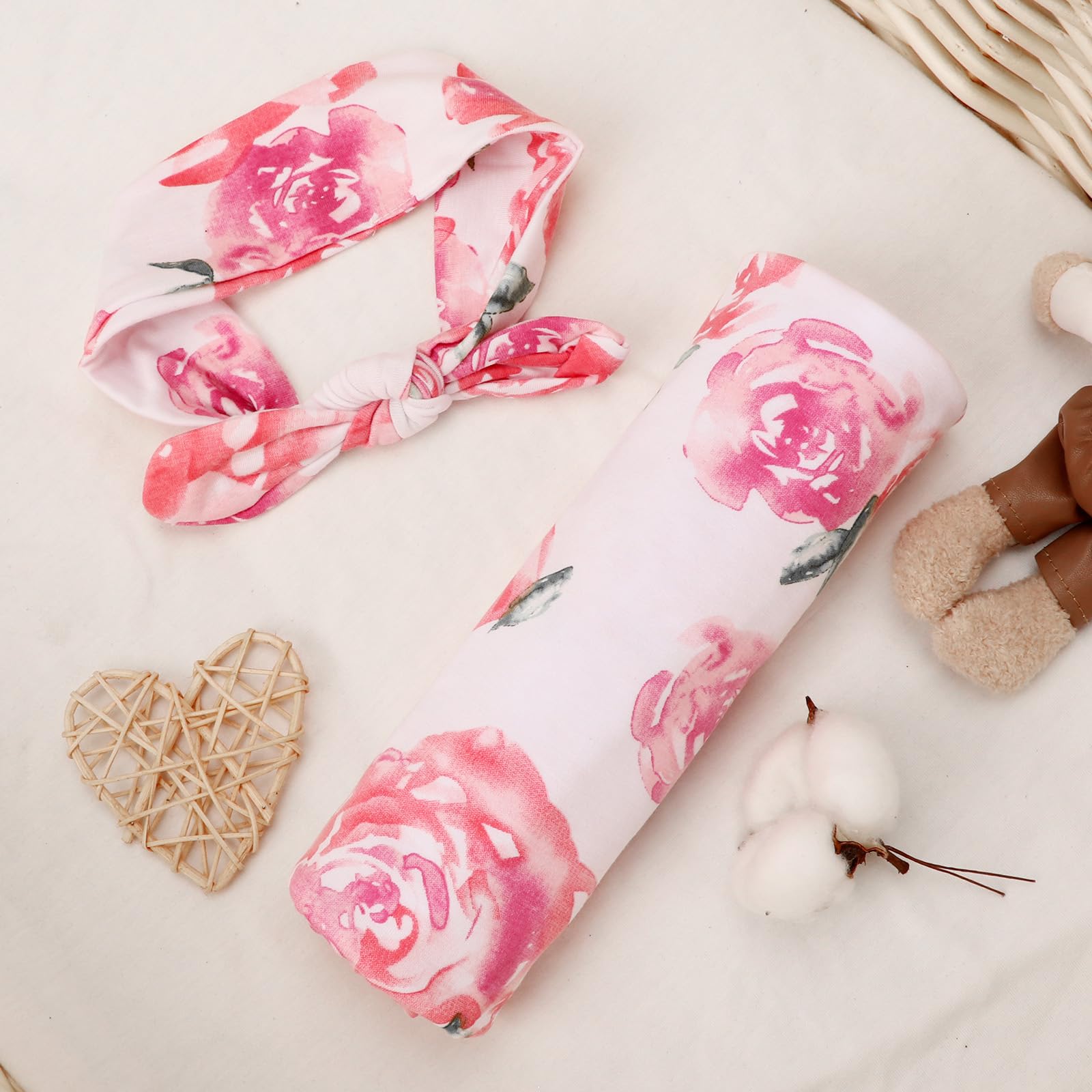 DRESHOW BQUBO floral headband accent complements newborn outfits