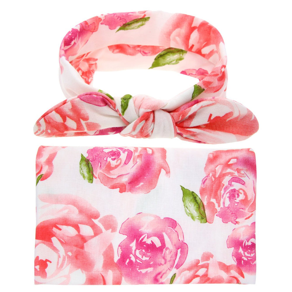 DRESHOW BQUBO floral receiving blanket close-up shows premium knit softness for delicate skin