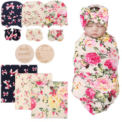 DRESHOW BQUBO floral swaddle blanket showcases soft fabric for delicate newborn comfort.