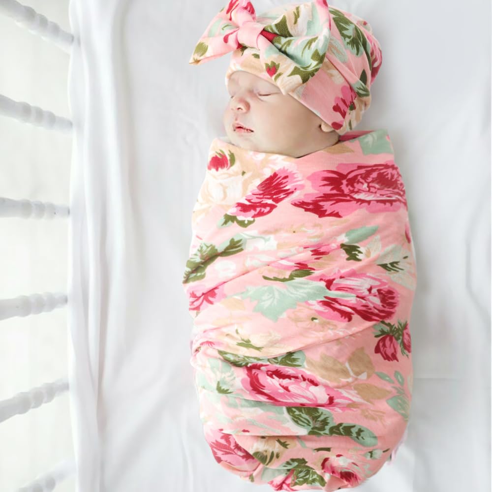 DRESHOW BQUBO floral swaddles blanket-1 with soft fabric and floral print for newborn comfort