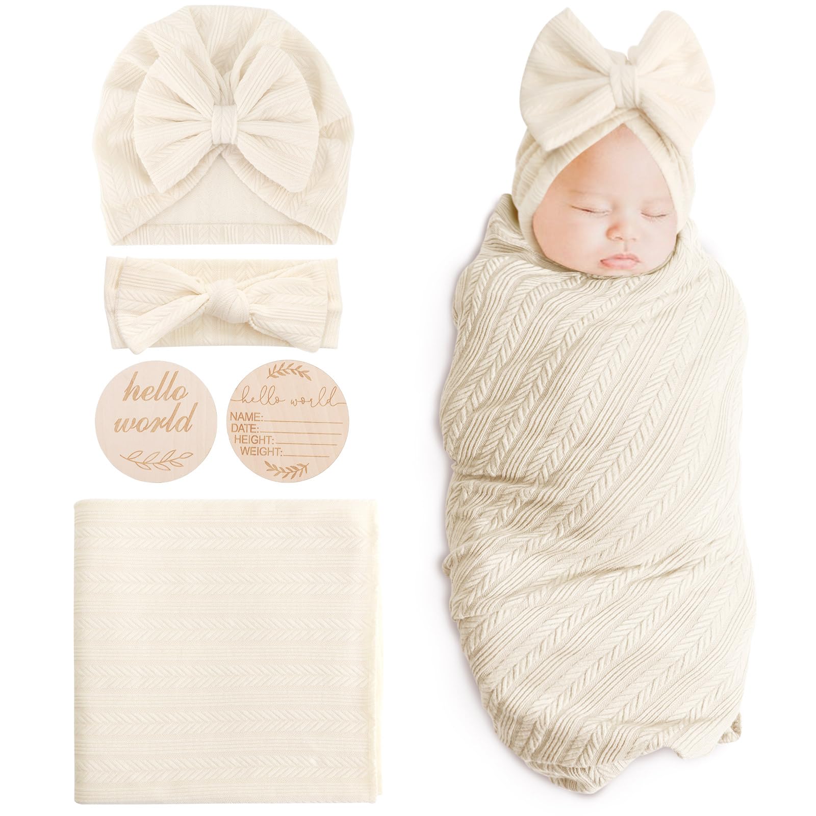 DRESHOW BQUBO four-piece swaddle set front view showing complete newborn essentials.