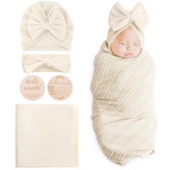 DRESHOW BQUBO four-piece swaddle set front view showing complete newborn essentials.