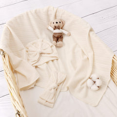 DRESHOW BQUBO matching hat and bow headband completing coordinated newborn outfit.
