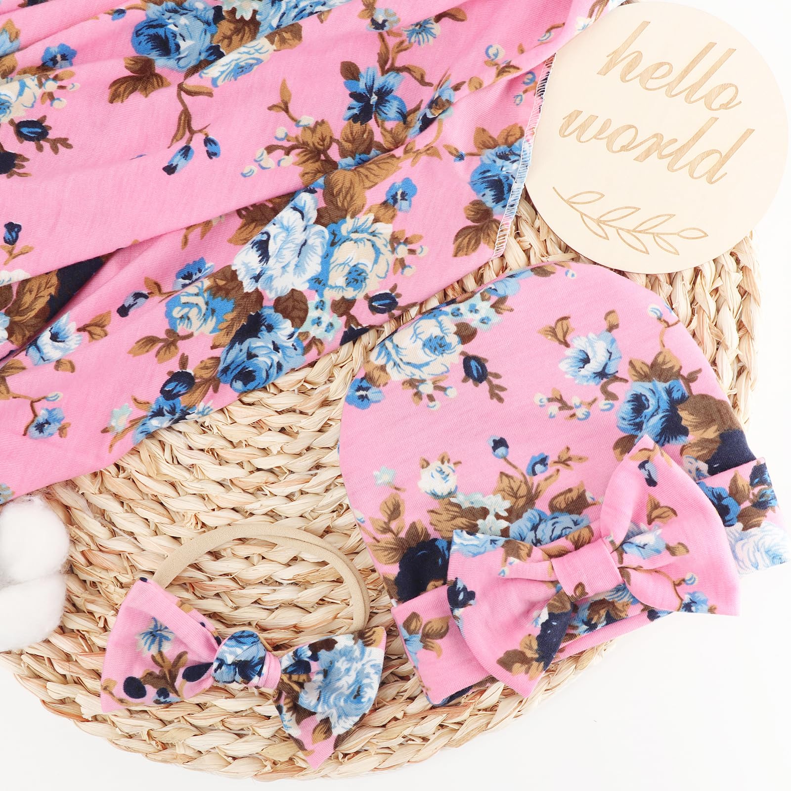 DRESHOW BQUBO nursery swaddle set in floral print ideal for photos