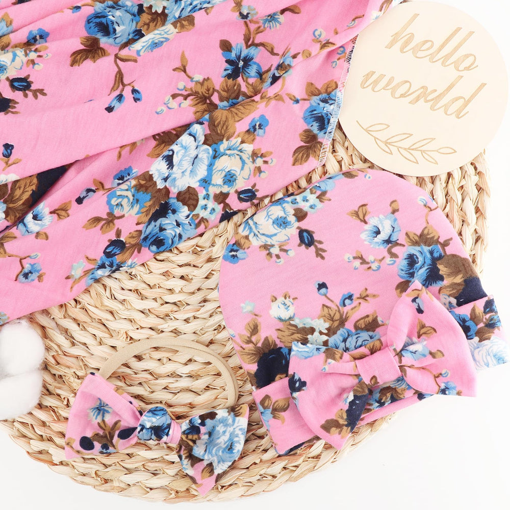 DRESHOW BQUBO nursery swaddle set in floral print ideal for photos