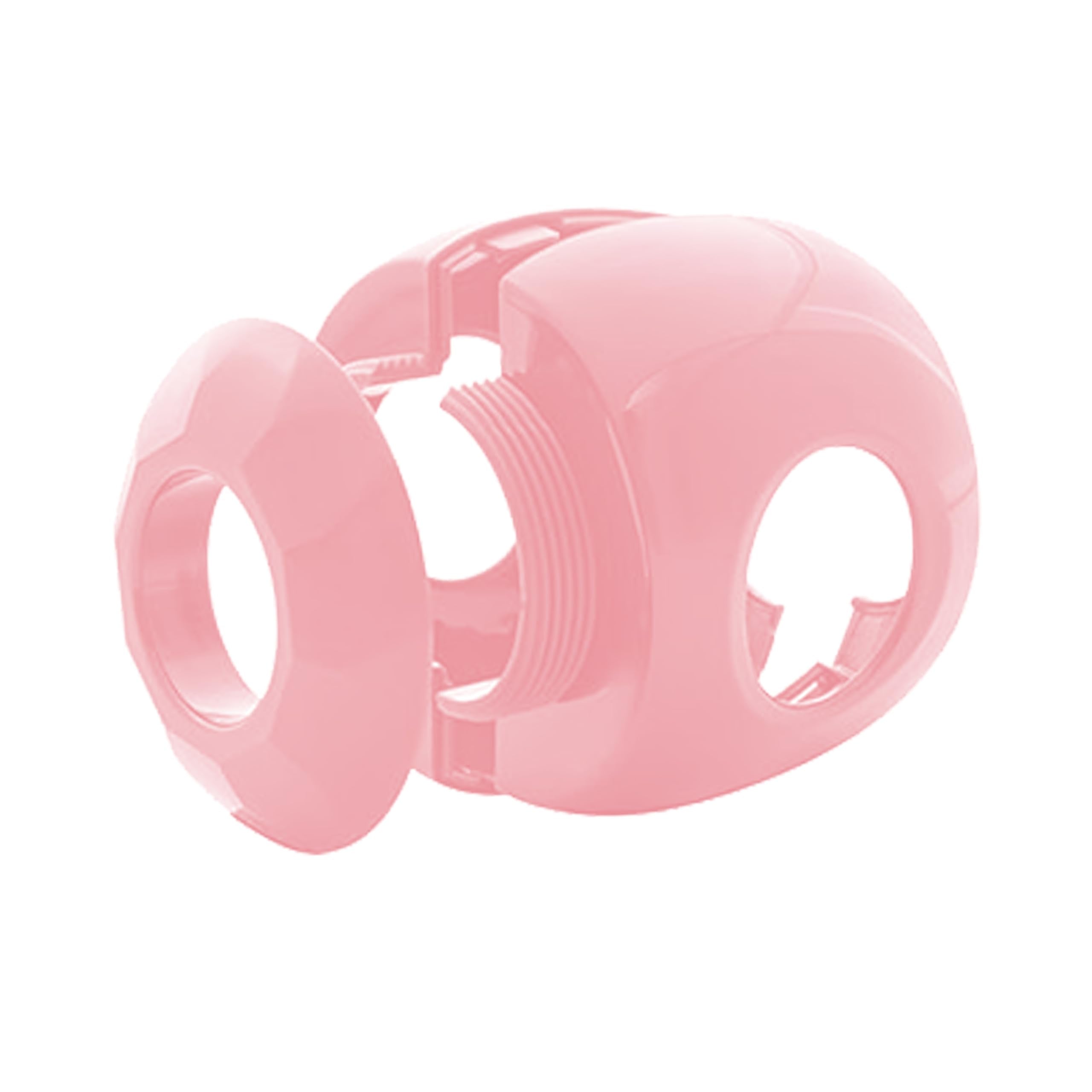 Driddle pink door knob cover in use by a child demonstrates safe handling