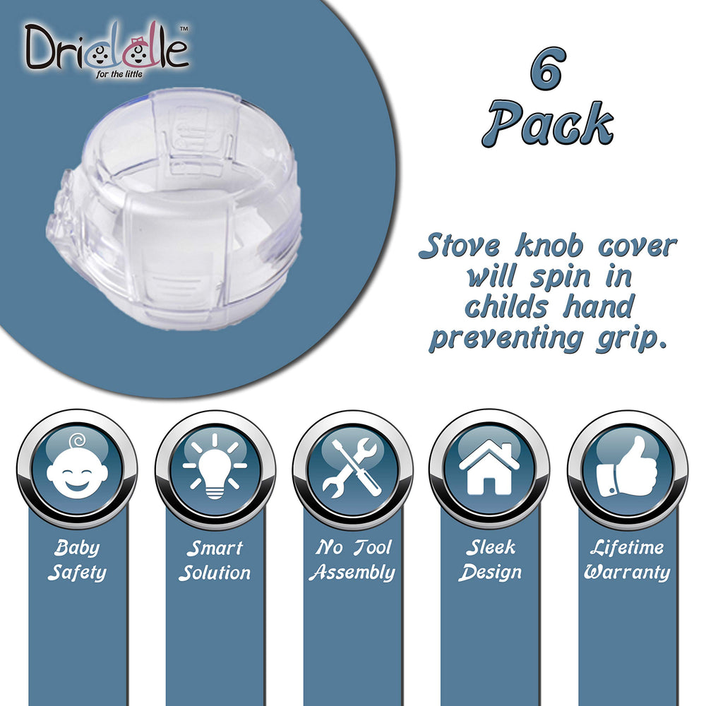 Driddle double-button knob protector for quick adult access and child safety