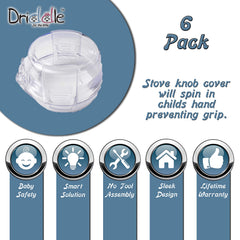 Driddle double-button knob protector for quick adult access and child safety