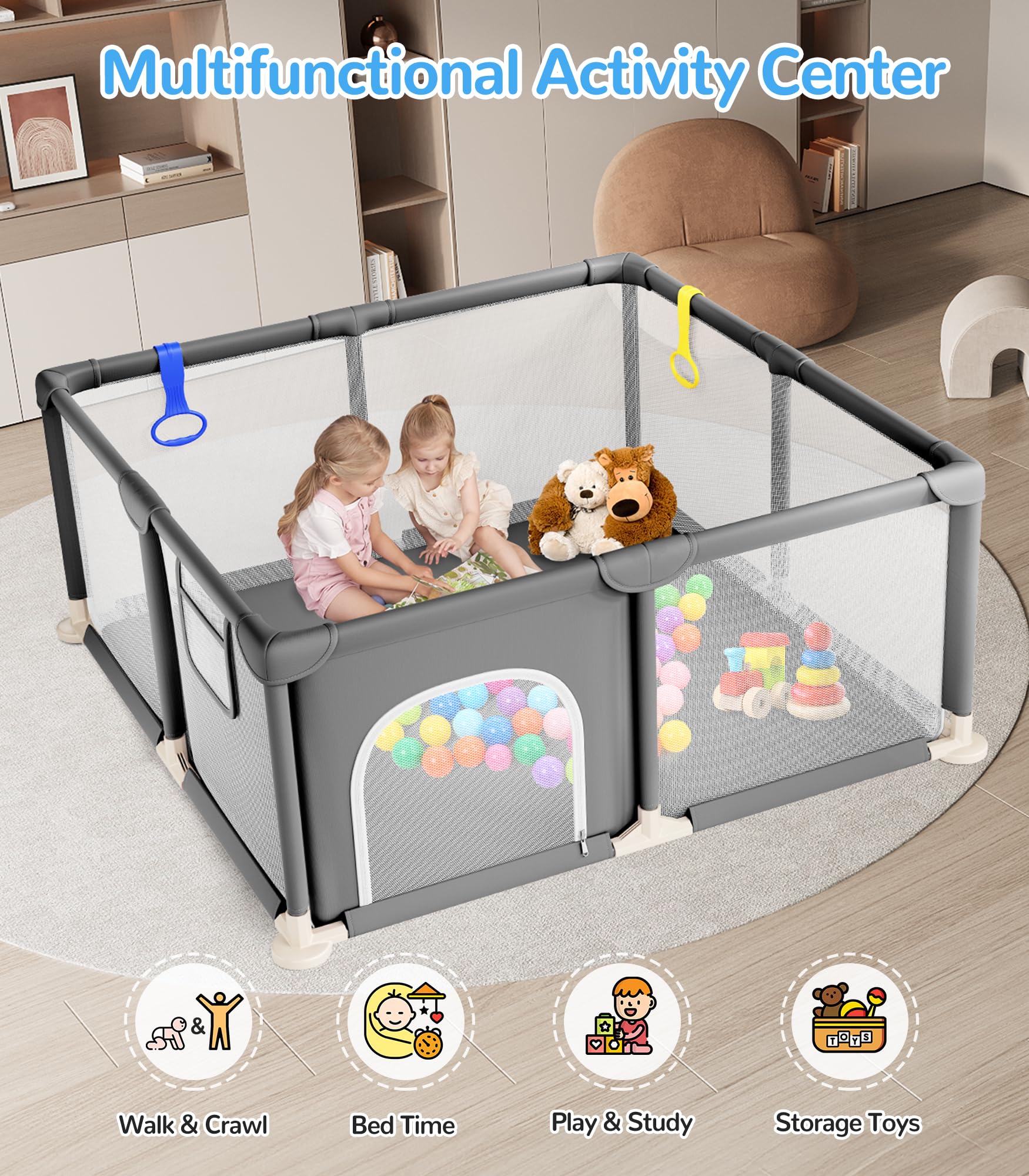 Dripex large play area supports crawling, wandering safely.