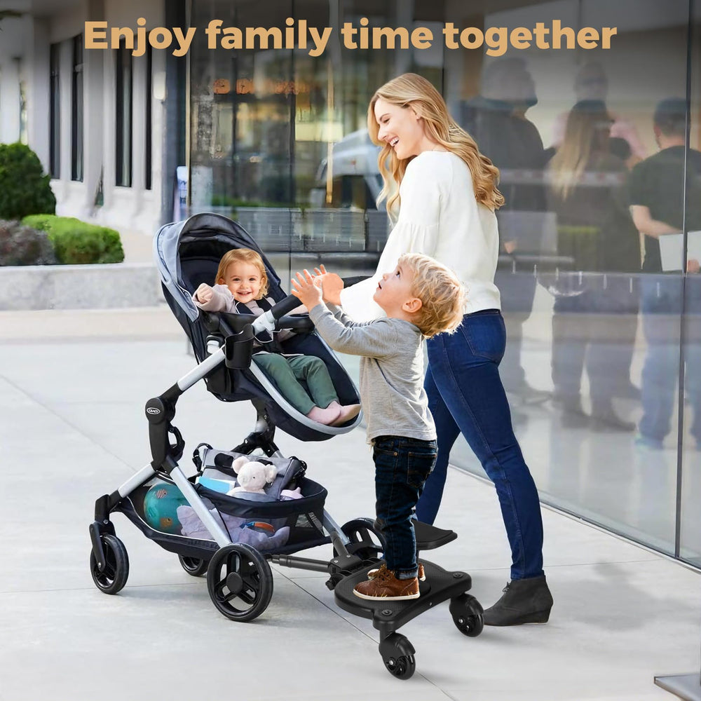 Drizzlen universal stroller board Velcro attachment secures to compatible strollers