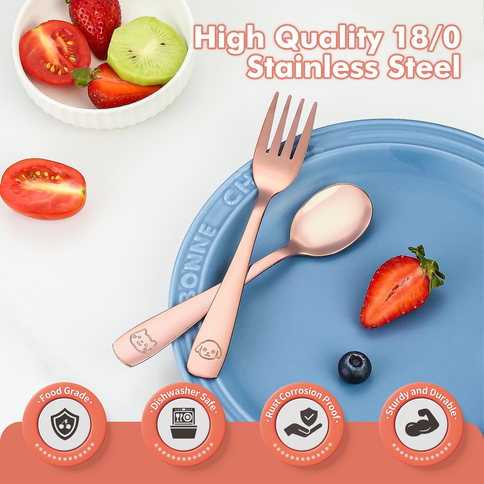 DRKIO kid utensils with smooth edges for safe handling